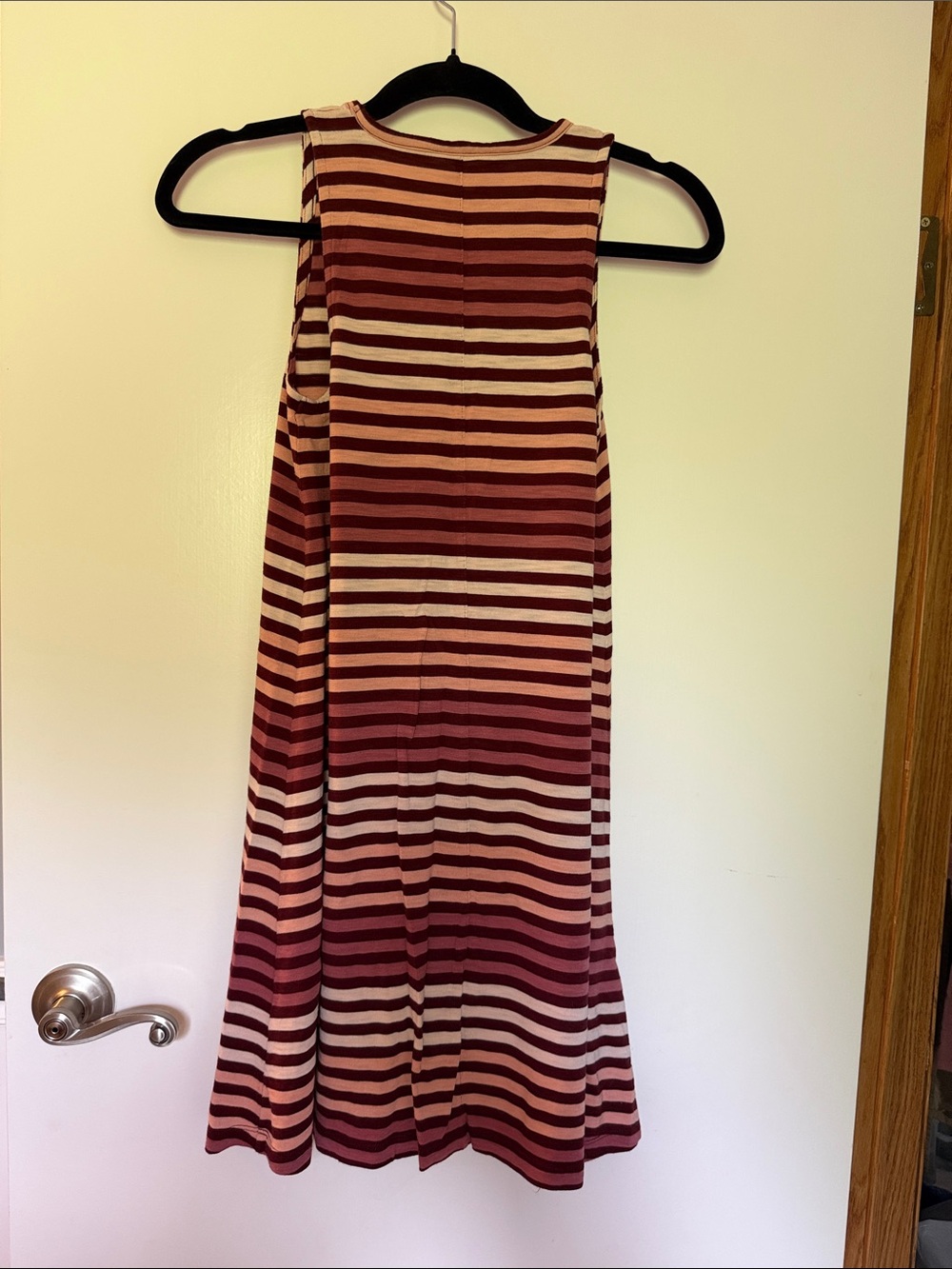Madewell Sleeveless Striped Midi Dress in Burgundy and Cream - Picture 4 of 4